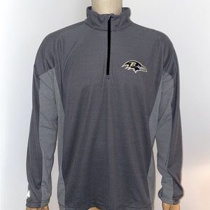 Antigua Baltimore Ravens Quarter-Zip Long Sleeve Pullover. XL.